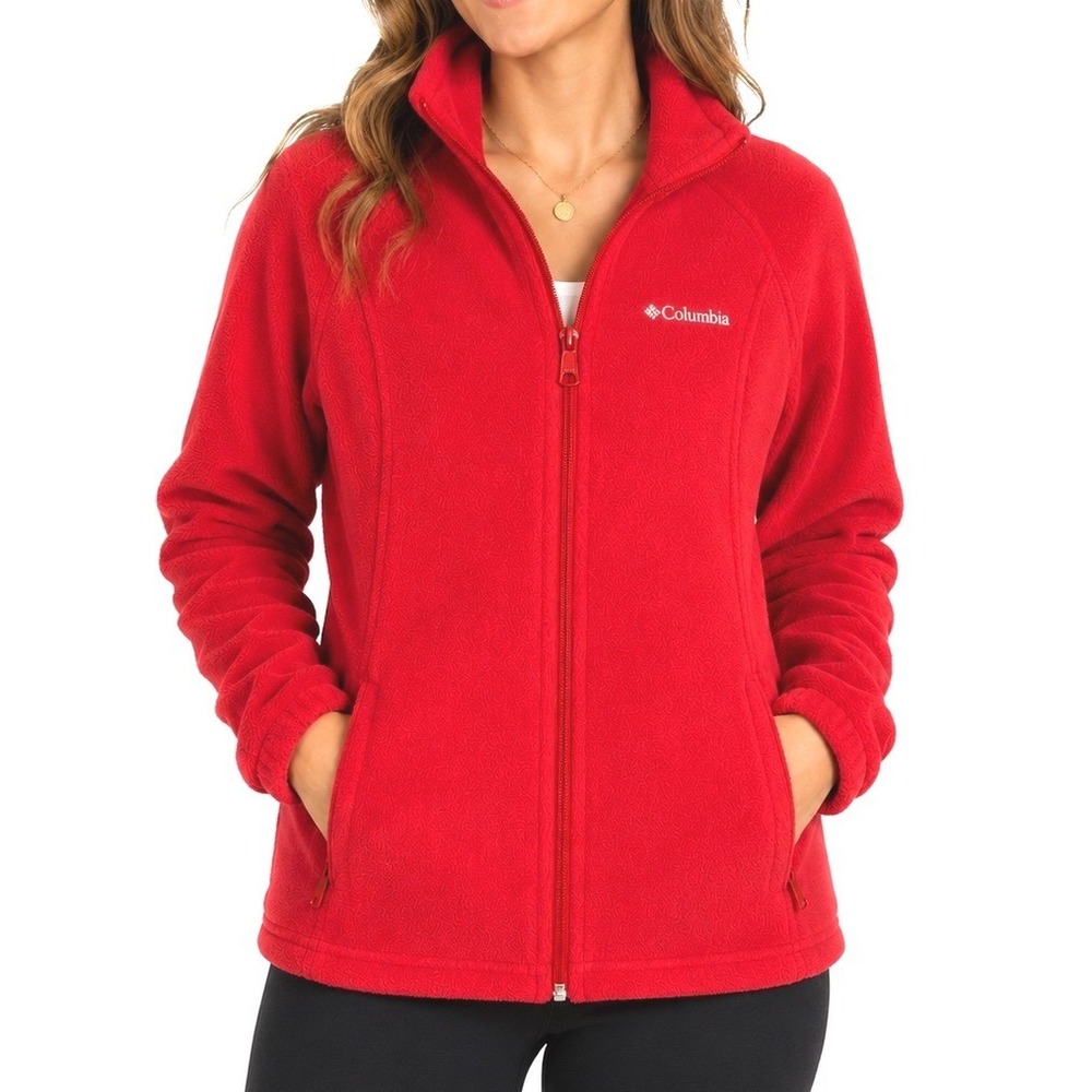Columbia Fleece Jacket Womens M Full Zip Pink Outdoor Hiking Lightweight